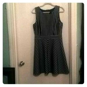 Ann Taylor navy dress with white stripes. C
